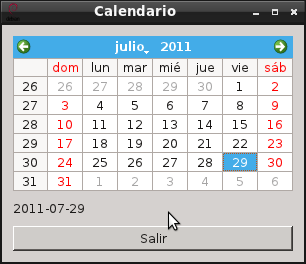 PyQt - Calendario